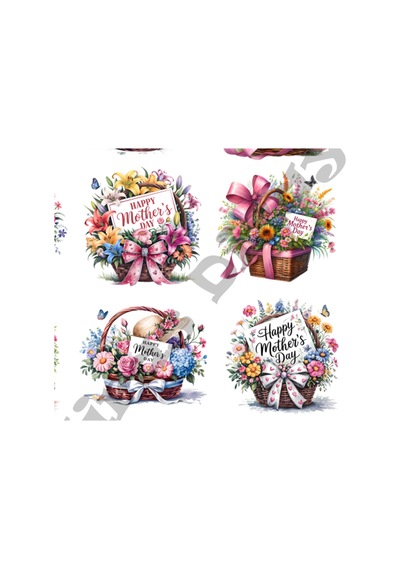 Anneler Günü Çiçekli Kutlama Sticker Sayfası 17x25 cm Ambalaj Etiketi