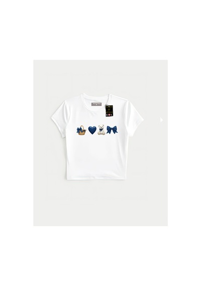 Flood Of Style Beyaz Babby Tee Sepet Ayıcık Kalp Özel Tasarım