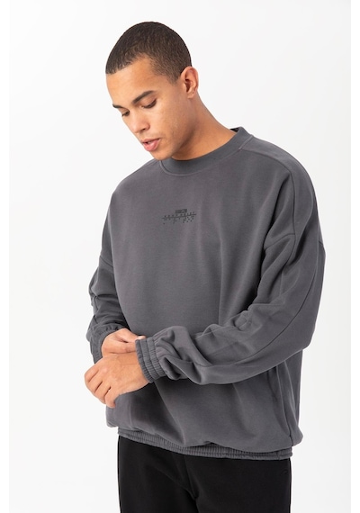 Maraton Sportswear Oversize Erkek Bisiklet Yaka Uzun Kol Basic Antrasit Sweatshirt 21822-antrasit