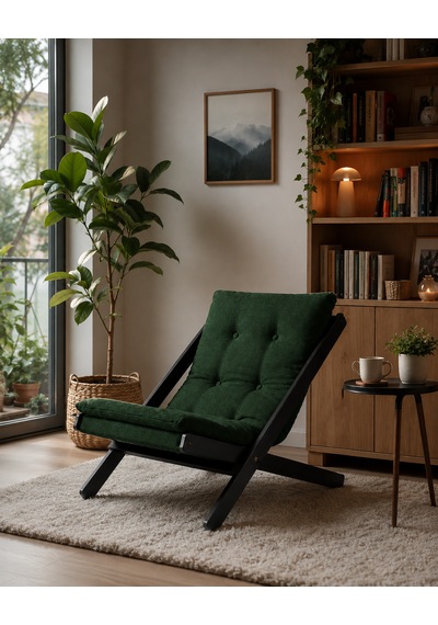 Tekli Dinlenme Koltuğu Berjer Balkon Koltuğu Bahçe Kotuğu Koyu Yeşil
