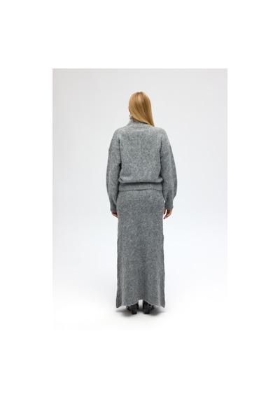 Mai Collection Mai Studios Co. Eskara Fermuarlı Gri Triko Hırka Çok Renkli