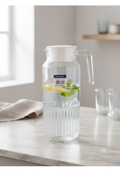 Gridz Buzdolabı Sürahisi + Kapak 1.3 L Şeffaf Cam Sürahi