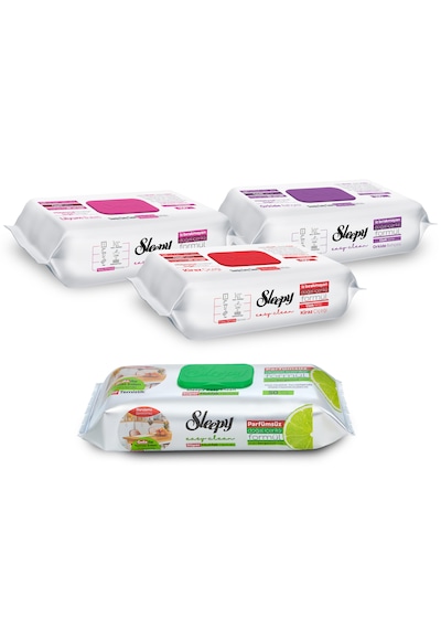 Sleepy Easy Clean Çiçek Serisi&Bergamot Yağlı Süper Mutfak Yüzey Temizlik Havlusu&Mendili(3x100+50)