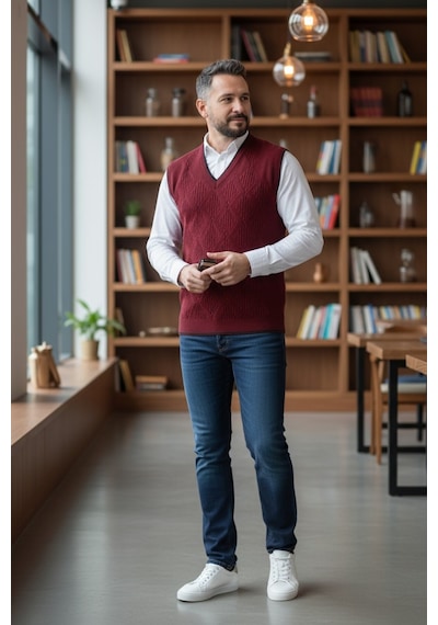 Kamalı Erkek Bordo Tüylenme Yapmayan Anti-pilling Standart Fit Saç Örgü Desenli Triko Süveter Kamalı Erkek Bordo Tüylenme Yapmayan Anti-pilling Standart Fit Saç Örgü Desenli Triko Süveter