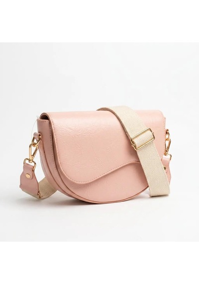 Soft Pembe Yumuşak Deri Gold Detaylı Tek Gözlü Kadın Omuz Çantası 23x15 Cm - Lisinya