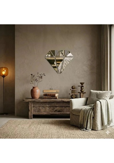 Durukar 40x40 Cm Elmas Formlu Kırılmaz Pleksi Ayna - Geometrik Duvar Dekoru Çok Renkli