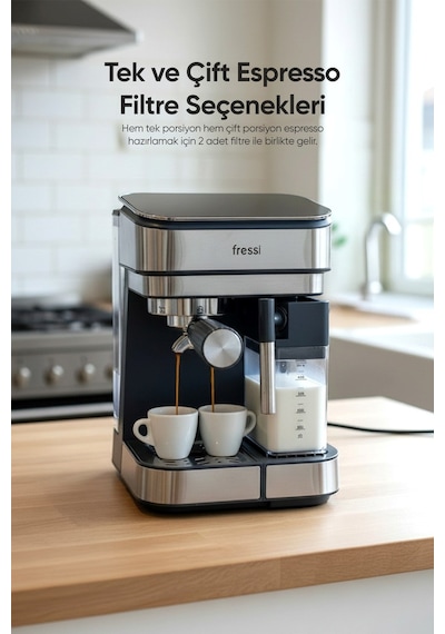 Fressi EM-02 Urban 1350 W Espresso Latte Cappuccino Kahve Makinesi
