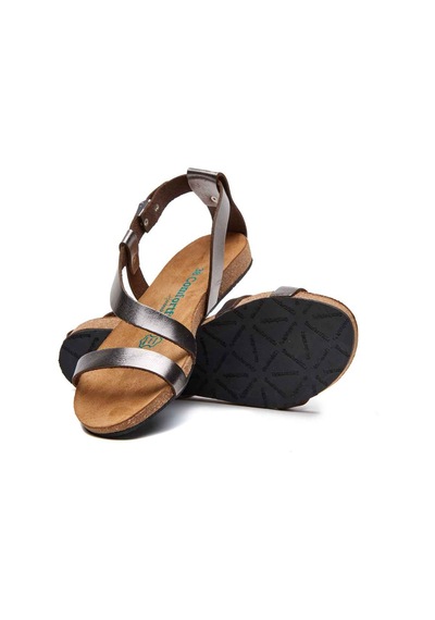 Comfortfusse Grady - Kadın Ortopedik Hakiki Deri Sandalet Platin Baskılı Deri