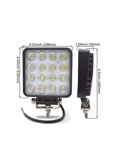 2 Adet 16 Ledli Off Road Çalışma Lambası Projektör 48watt 12v / 24v