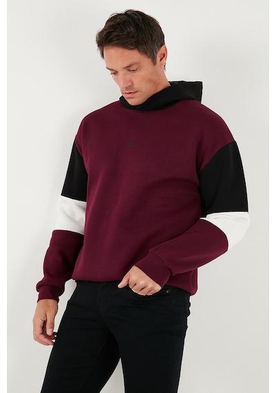 Buratti Pamuklu Relaxed Fit Kapüşonlu Içi Tüylü Yumuşak Şardonlu Erkek Sweat 5905299 Vişne