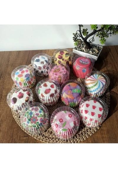 200'lü Muffin Browni Cupcake Kağıdı Kek Kalıbı Desenli 2 Paket Çok Renkli