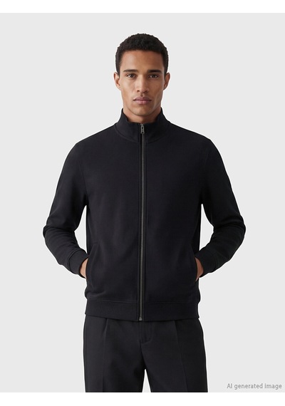 Lcw Vision Siyah Dik Yaka Erkek Fermuarlı Sweatshirt