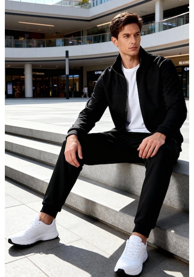 Tommy Life Hugo Siyah Jogger Erkek Eşofman Takım - 85198 Siyah