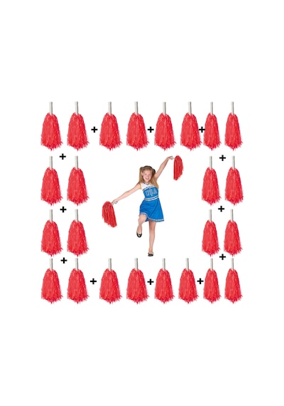 Kırmızı Gösteri Ponponu - 12 Çift