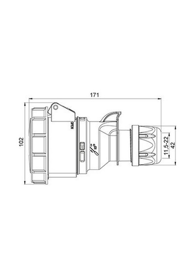 Mete Enerji 5x32a. Ip67 Uzatma Prizi- Vidalı Bağlı 406412v