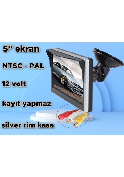 5'' Cam Vantuzlu Kayıtsız Araç Monitörü Kamerasız 12 Volt