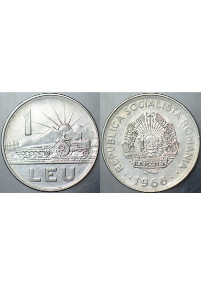 Romanya 1 Leu 1966 Traktör Ve Tarım Temalı. Sosyalist Dönem.