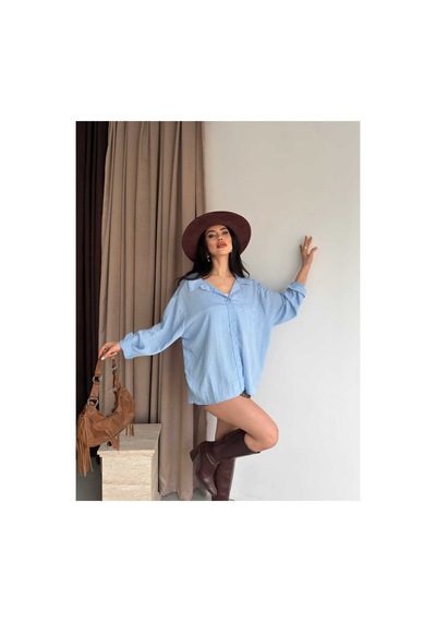 Unika Boutique Salaş Stil Gömlek Mavi