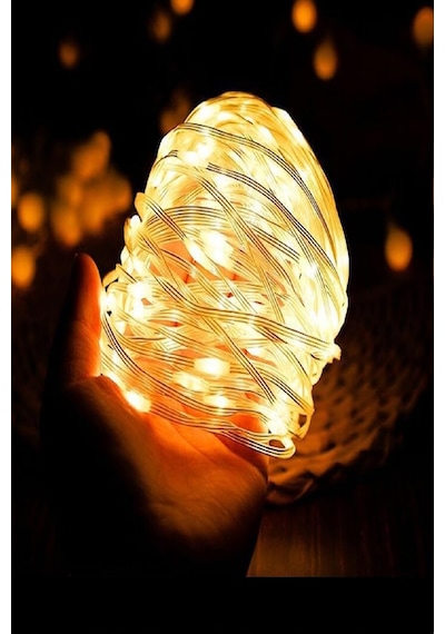 Şarjlı Makaralı Su Geçirmez Led Işık Yılbaşı İç Ve Dış Mekan Led Işık Zinciri 79 +30 Ledli 8 Metre Sarı