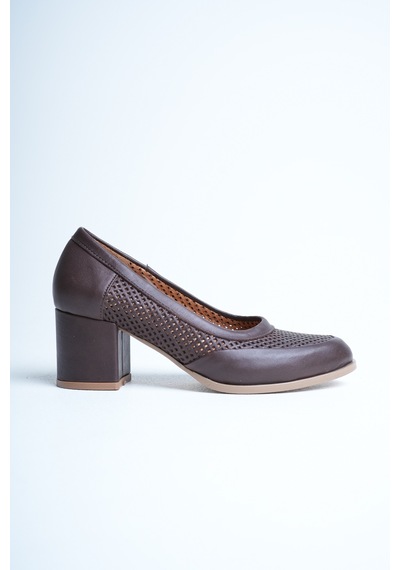 Analin Shoes Kadın Hakiki Deri Günlük Topuklu Ayakkabı Kahve
