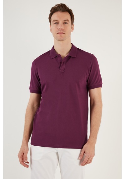 Buratti Pamuklu Regular Fit Düğmeli Erkek Polo Yaka T Shirt 5902739 Mürdüm