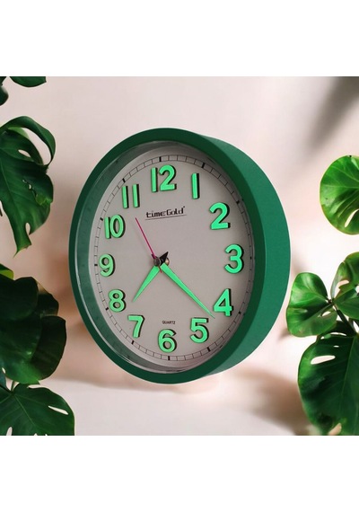 Fosforlu Kabartma Rakam Küçük Çocuk Odası Yeşil Duvar Saati Çap 22 Cm Yeşil