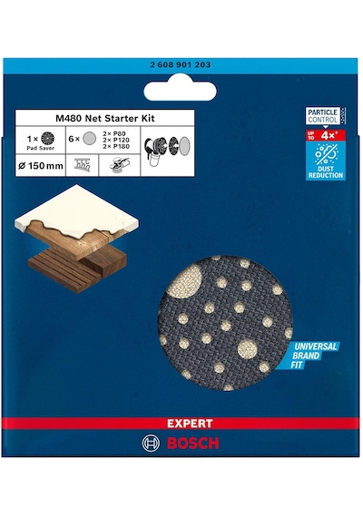 Bosch Expert M480 Başlangıç Kiti, Eksantrik Zımpara Makineleri İçin, 150 Mm 7 Parça  - 2608901203