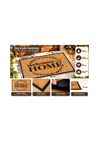 Dış Kapı Paspası 40x70 Cm Dijital Baskılı Kaymaz Pvc Plastik Tabanlı Kapı Önü Paspası Kahverengi4 - 937348033 Kahverengi4 Dış Kapı Paspası 40x70 Cm Dijital Baskılı Kaymaz Pvc Plastik Tabanlı Kapı Önü Paspası Kahverengi4 - 937348033 Kahverengi4
