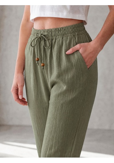 Nealirsanall.com Kadın Beli Bağcıklı Keten Pantolon - Duble Paça Havuç Kesim Pantolon Kahverengi Nealirsanall.com Kadın Beli Bağcıklı Keten Pantolon - Duble Paça Havuç Kesim Pantolon Kahverengi