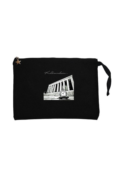 10 Kasım Kalbimizdesin Siyah Clutch Astarlı Cüzdan / El Çantası