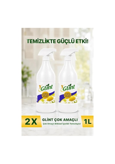 Glint Bitkisel İçerikli Çok Amaçlı Yüzey Temizleyici 2x1 Litre Setli Ürün Çok Kullanışlı 2'li Set