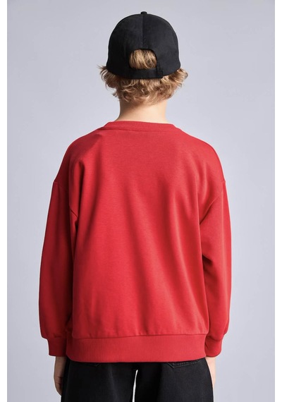 Defacto Baskılı Pamuklu Kırmızı Erkek Çocuk Sweatshirt H9894a8/rd79