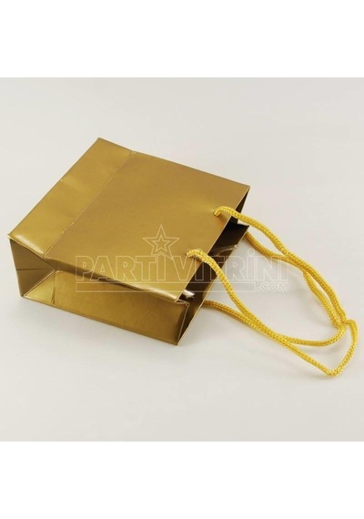Gold Altın Renk Karton Çanta 11x11x5 Cm 10 Adet 6