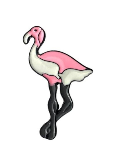 Pembe Beyaz Flamingo Kuş Şık Hediyelik Rozet 1906 Çok Renkli
