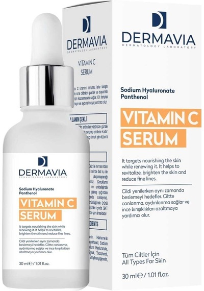 Dermavia Aydınlatıcı Leke Karşıtı Vitamin C Serumu 30 Ml Parlak Dayanıklı Görünüm