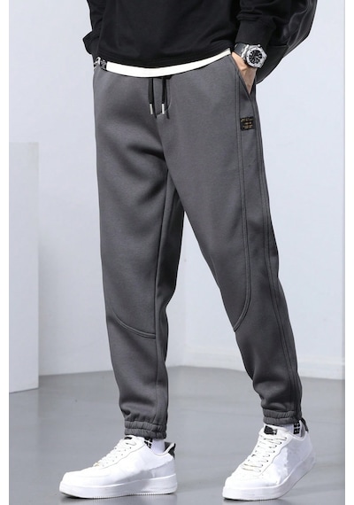 Genius Store Genıus Store Erkek Eşofman İçi Polarlı Bağcıklı Bel Jogger Spor Eşofman Altı Spor-esf001 Füme