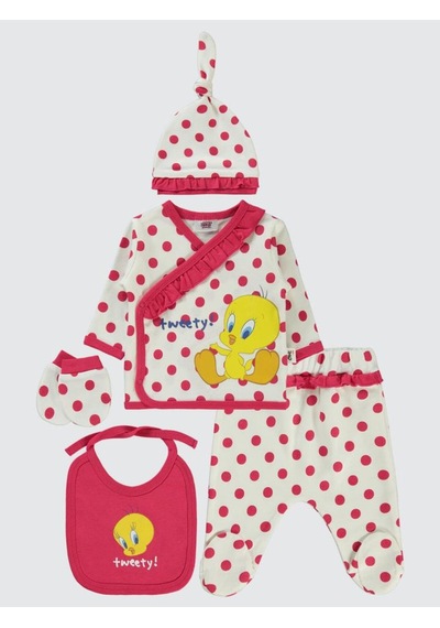 Civil Baby Tweety Puan Empirme Zıbın Takımları Ekru