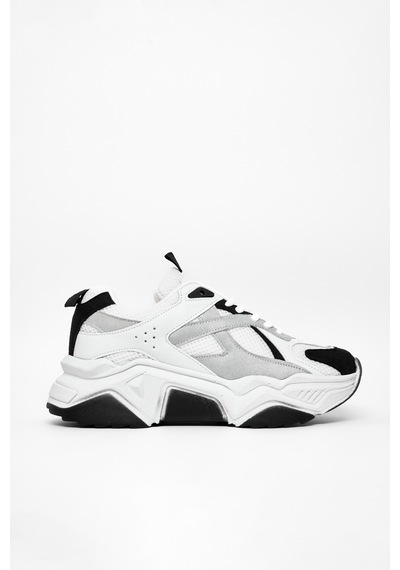 Tonny Black Rahat Kalıp Poli Taban Bağcıklı Sneaker Kadın Beyaz Siyah Sneaker Tbcrn1903