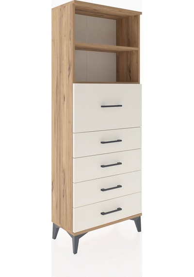 Arges Dolap 2 Raflı 5 Çekmeceli 60x30x163 Çam-aytaşı Atlas Çam