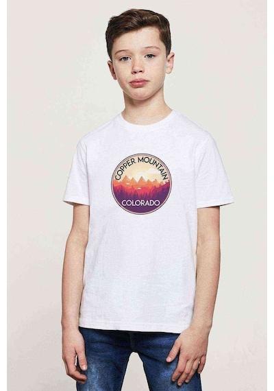 Tshirthane Silhouette Copper Mountain Colorado Baskılı Unisex Çocuk Beyaz T