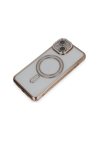 Apple iPhone Uyumlu 13 - Kılıf Joke Simli Magneticsafe - Kılıf - Gold
