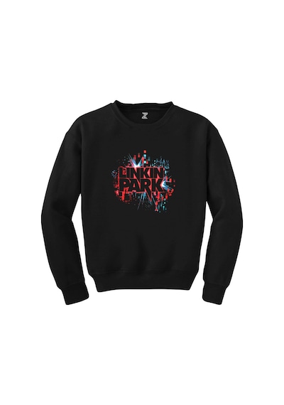 Linkin Park Graphic Design Siyah Sweatshirt Beyaz