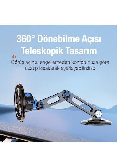 Ally Czy-f82y 360 Dönebilen Magsafe Araç İçi Telefon Tutucu