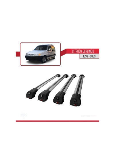 Citroen Berlingo 1996-2003 Arası İle Uyumlu Ace-1 Ara Atkı Tavan Barı Gri 4 Adet Bar