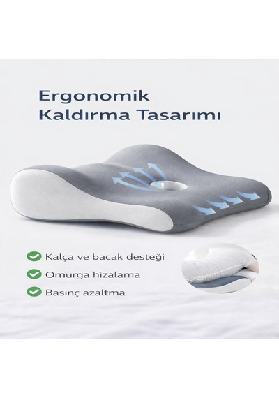 Vıscora Premium Ortopedik Destek Yastığı Çok Amaçlı Kalça & Bel Destek Minderi, Hamilelik, Uyku Ve Gri