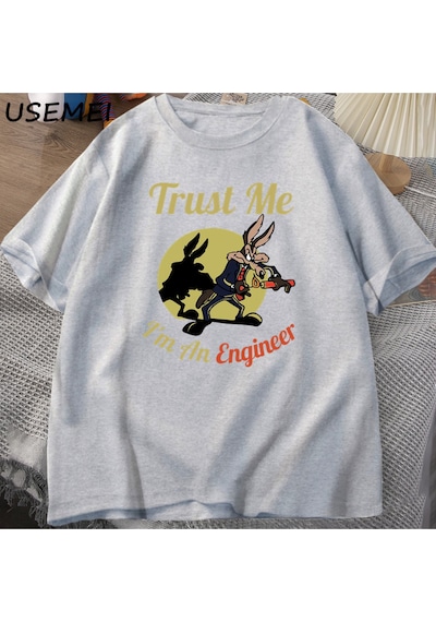 Flood Of Style Trust Me I'm An Engineer Engineering T-shirt Casual Cotton Short Sleeve Graphic T Shirts Men' Gri