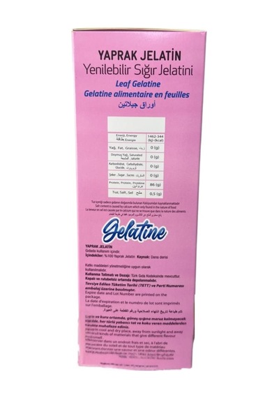 Yaprak Jelatin 1 Kg Sığır Jelatini %100 Helal Yerli Üretim