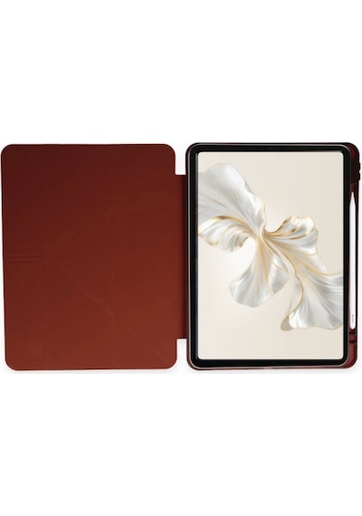 Honor Pad 9 12.1 İnç Uyumlu Kalem Bölmeli Standlı Silikon Kılıf + Ekran Koruyucu + Kalem 3'lü Set Mürdüm