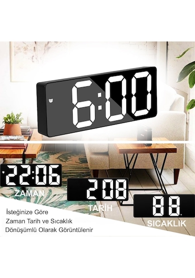 Led Ekran Usb Güç Dijital Aynalı Masa Saati Sıcaklık Alarm Takvim Diğer