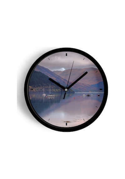 Doğa Manzara Temalı Modern Duvar Saati - 25cm - Önü Camlı Siyah Kasa - Sessiz Mekanizma-jh0704 Siyah